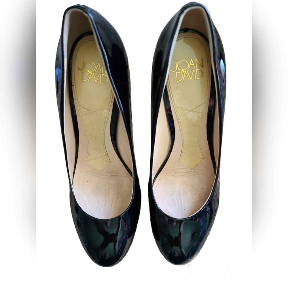 JOAN & DAVID | BLACK PATENT LEATHER STILETTO PLATFORN PUMPS | SIZE 7 - Picture 7 of 12